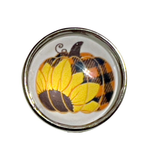 Fabric Pumpkin and Sunflower Holiday Snap Charm 20mm