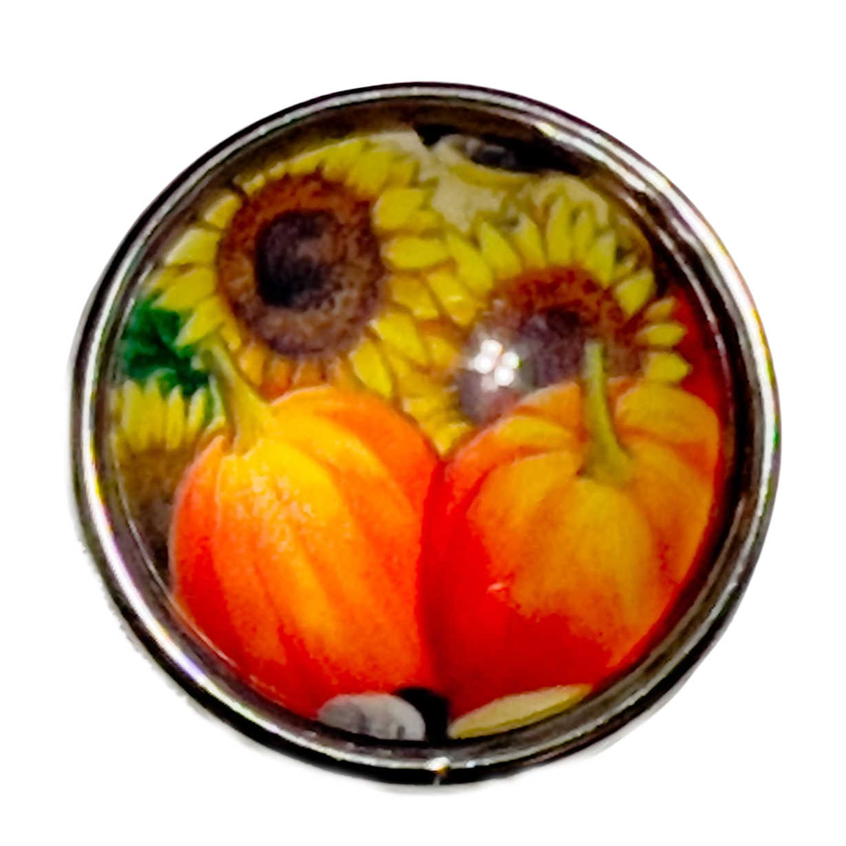 Pumpkins and Sunflowers Holiday Snap Charm 20mm