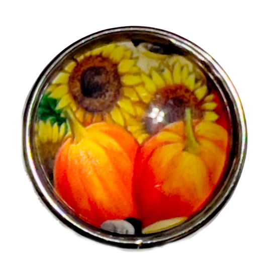 Pumpkins and Sunflowers Holiday Snap Charm 20mm