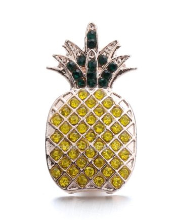 Rhinestone Pineapple 20mm Snap Charm