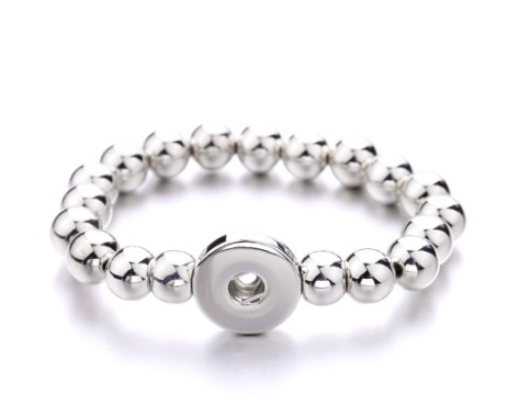 Stretch Elastic Bead Single Snap 20mm Bracelet (Assorted Colors)