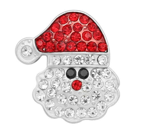 Rhinestone Christmas Santa Claus Snap Charm 20mm