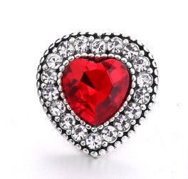 Rhinestone Heart 12mm MINI Snap Charm (Assorted Colors)
