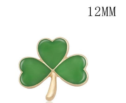 Green 3 Leaf Clover Shamrock Snap Charm 12mm