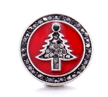 Christmas Red Holiday Christmas Tree Snap Charm 20mm