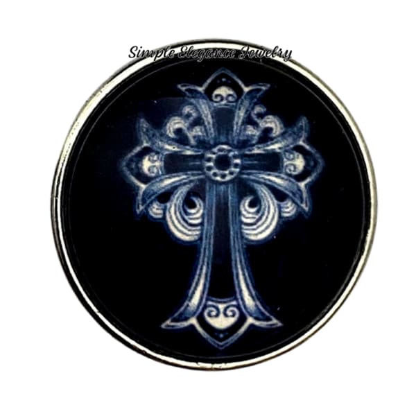Black Cross Snap Charm 20mm - Snap Jewelry