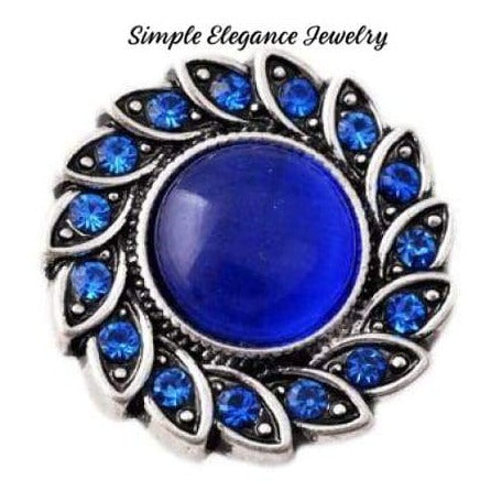 Cat-Eye Swirl Rhinestone Snap 20mm - Blue - Snap Jewelry