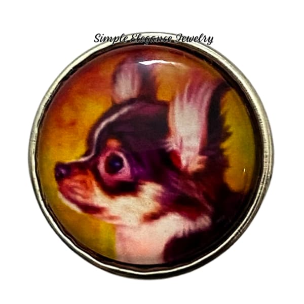 Chihuahua Dog Art Snap Charm 20mm - Snap Jewelry