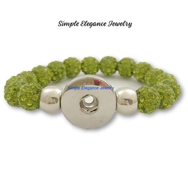 Elastic Single Snap-Apple Green Shamballa Bead Snap Bracelet (S-M) 18mm-20mm - Snap Jewelry