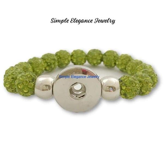 Elastic Single Snap-Apple Green Shamballa Bead Snap Bracelet (S-M) 18mm-20mm - Snap Jewelry