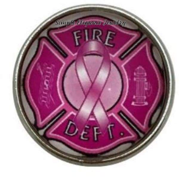 Female Firefighter Pink Ribbon Snap Charm 20mm - Snap Jewelry