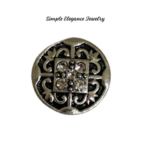 Filigree Colored Rhinestone MINI Snap Charm 12mm - White - Snap Jewelry