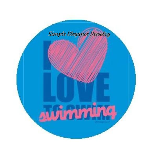 I Love Swimming Sports Snap Charm 20mm - Snap Jewelry