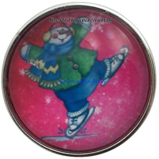 Ice Skating Snowman Snap 20mm for Snap Jewelry - Snap Jewelry