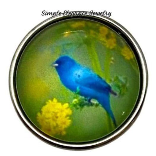 Indigo Bunting Bird Snap Charm 20mm - Snap Jewelry