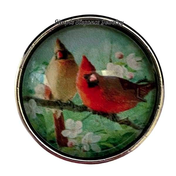 Male and Female Cardinal Snap Charm 20mm - Snap Jewelry