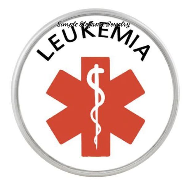 Medical Alert Snap Charms 20mm for Snap Jewelry - Leukemia - Snap Jewelry