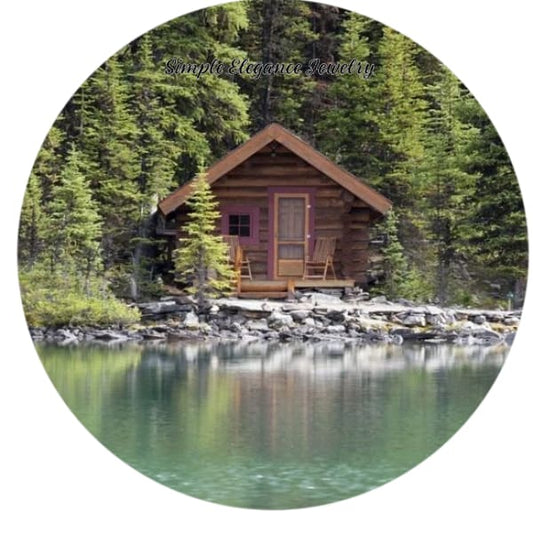 Mountain Trees with Cabin Snap Charm 20mm - Snap Jewelry