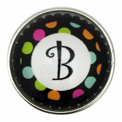 Multi-Colored Alphabet Letter Snaps 20mm (A-Z Available) - B - Snap Jewelry