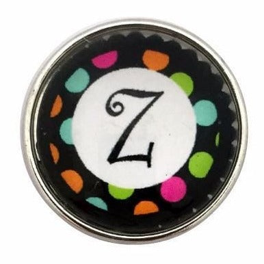 Multi-Colored Alphabet Letter Snaps 20mm (A-Z Available) - Z - Snap Jewelry