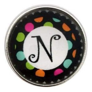Multi-Colored Alphabet Letter Snaps 20mm (A-Z Available) - N - Snap Jewelry