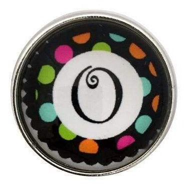 Multi-Colored Alphabet Letter Snaps 20mm (A-Z Available) - O - Snap Jewelry