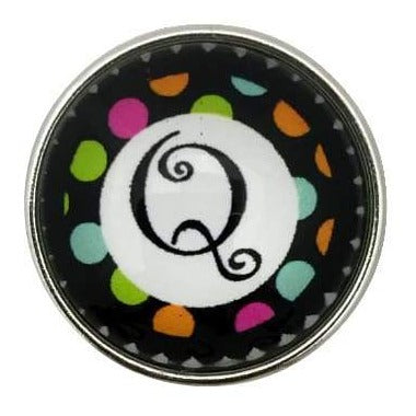 Multi-Colored Alphabet Letter Snaps 20mm (A-Z Available) - Q - Snap Jewelry
