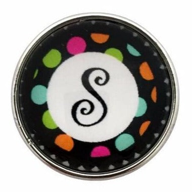 Multi-Colored Alphabet Letter Snaps 20mm (A-Z Available) - S - Snap Jewelry