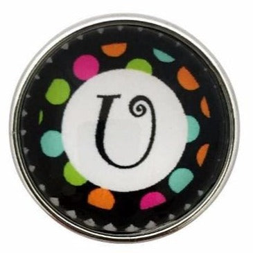 Multi-Colored Alphabet Letter Snaps 20mm (A-Z Available) - U - Snap Jewelry