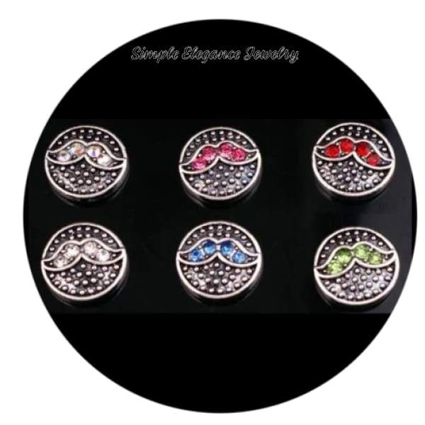 Mustache Rhinestone 12mm MINI for Snap Charm Jewelry - Irridescent MINI - Snap Jewelry