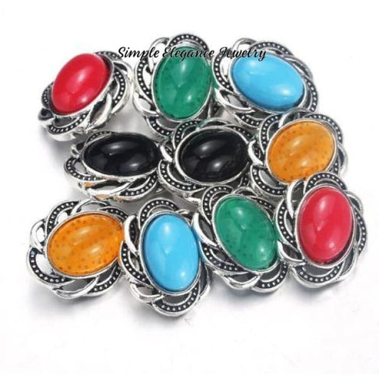 Oval Rhinestone Filigree Snap 20mm for Snap Jewelry-Assorted Colors - Snap Jewelry