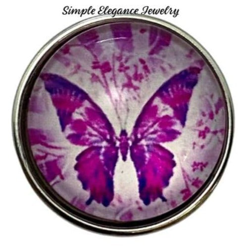 Pink Butterfly Snap Charm 20mm - Snap Jewelry