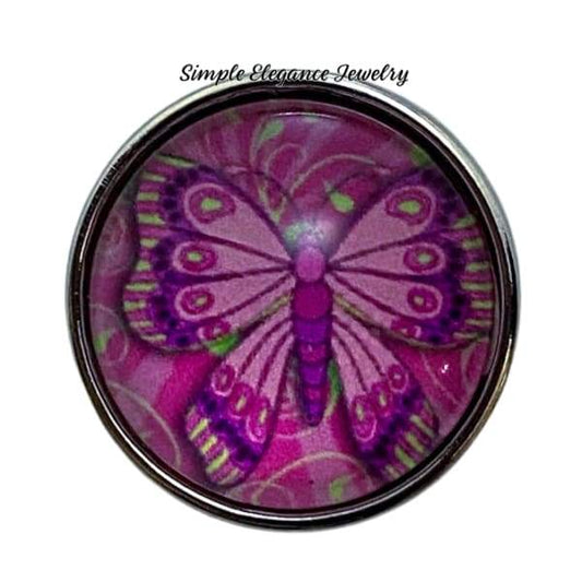 Pink Butterfly Snap Charm 20mm - Snap Jewelry