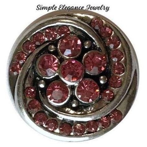 Pink Rhinestone Swirl Snap 20mm for Snap Jewelry (1567) - Snap Jewelry