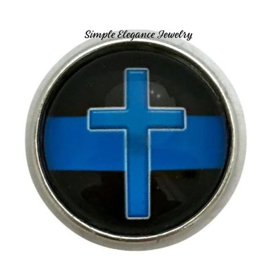 Policeman Blue Line Cross Snap Charm - Snap Jewelry