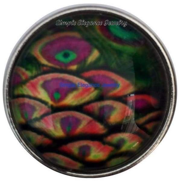 Rainbow Peacock Feather Snap 20mm - Snap Jewelry
