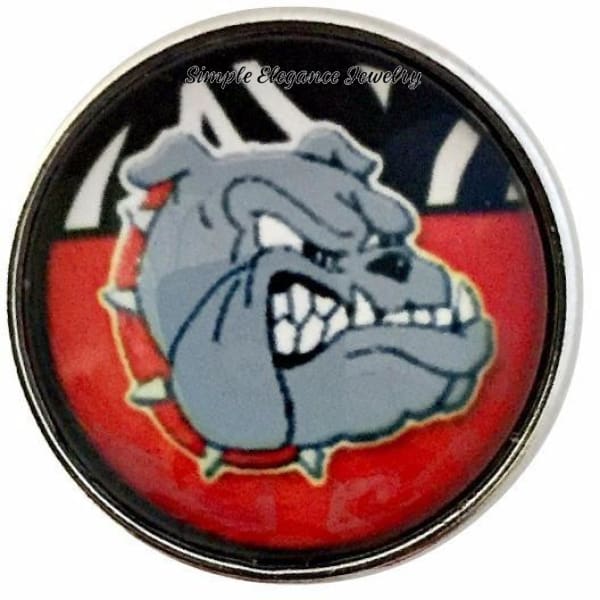 Red-Black Bull Dog Mascot Snap 20mm for Snap Jewelry - Snap Jewelry