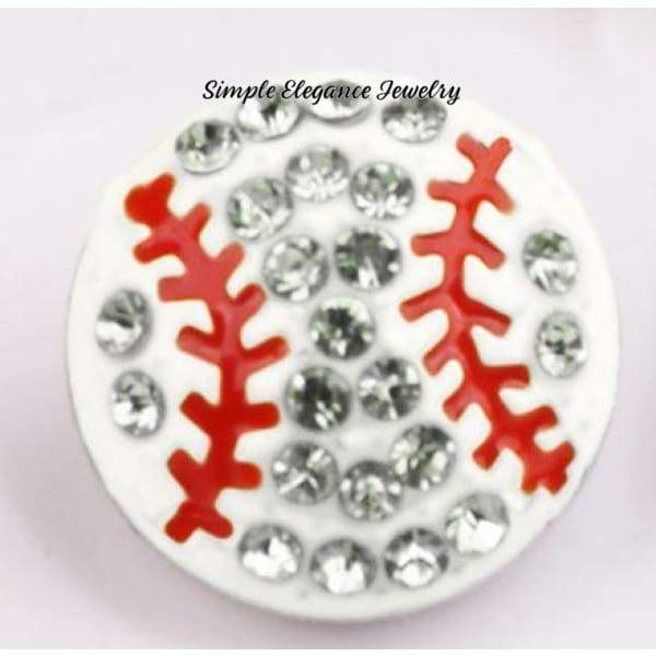 Rhinestone Baseball 12mm Snap Charm - Snap Jewelry