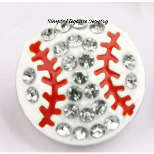 Rhinestone Baseball 12mm Snap Charm - Snap Jewelry