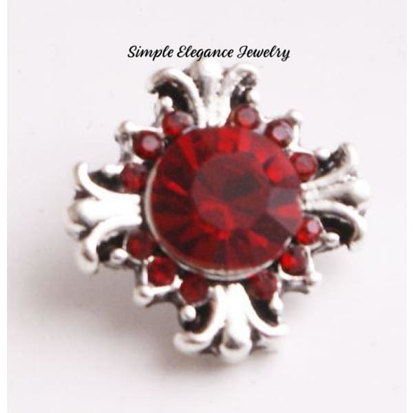 Rhinestone Cross 12mm MINI for Snap Charm Jewelry - Red - Snap Jewelry