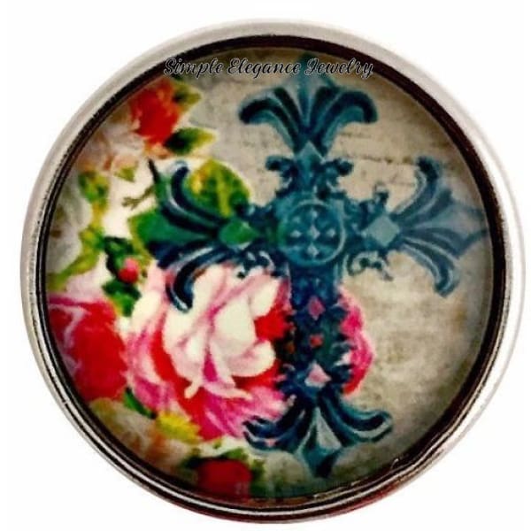 Rose Cross Snap Charm 20mm for Snap Jewelry - Snap Jewelry
