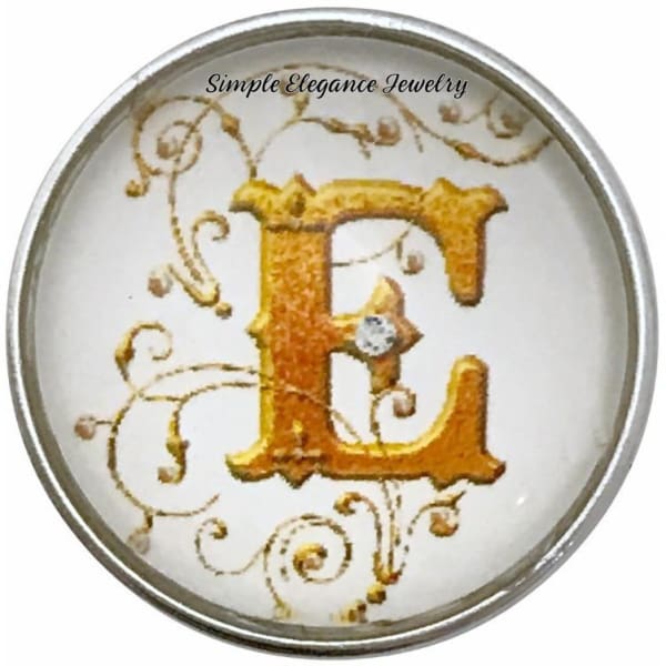 Snap Charm Letters of Alphabet-Gold Vine Pattern (A-Z) 20mm for Snap Charm Jewelry - E - Snap Jewelry