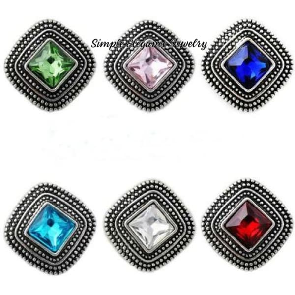 Square Large Rhinestone Metal Snap 20mm - Snap Jewelry