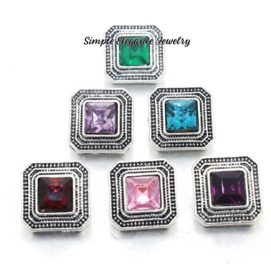 Square Rhinestone Metal Snap 12mm-Birthstone Rhinestone Snap - Snap Jewelry