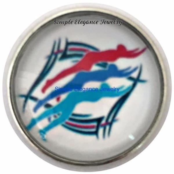 Swimming Sport Snap 20mm for Snap Charm Jewelry - Snap Jewelry
