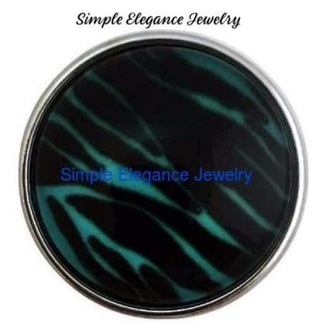 Teal-Black Zebra Stripe Snap 20mm - Snap Jewelry