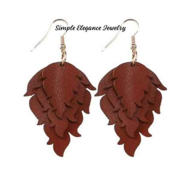 Triple Cut Vinyl Earrings-Assorted colors - Brown - Earrings