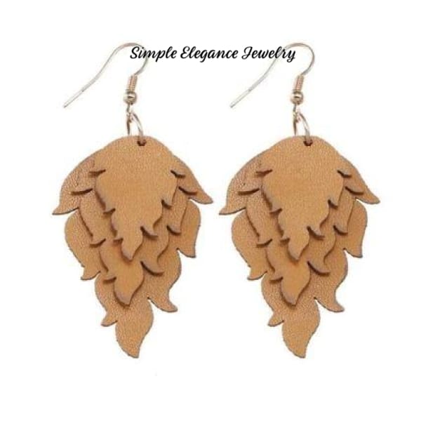Triple Cut Vinyl Earrings-Assorted colors - Camel Brown - Earrings