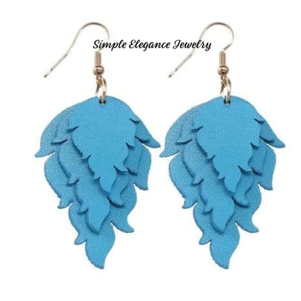 Triple Cut Vinyl Earrings-Assorted colors - Light Blue - Earrings