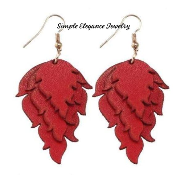 Triple Cut Vinyl Earrings-Assorted colors - Red - Earrings